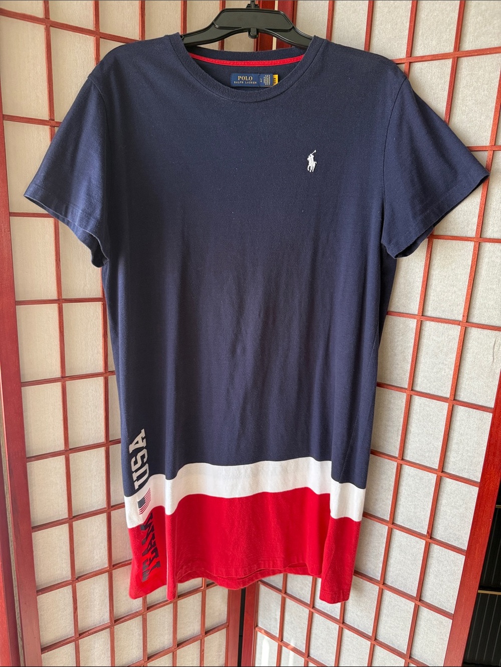 Polo by Ralph Lauren Navy White Red Block Short Sleeve Shirt Dress